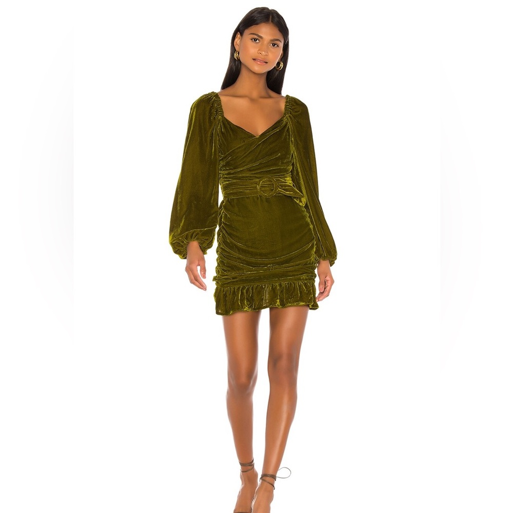 Tularosa moss green velvet dress